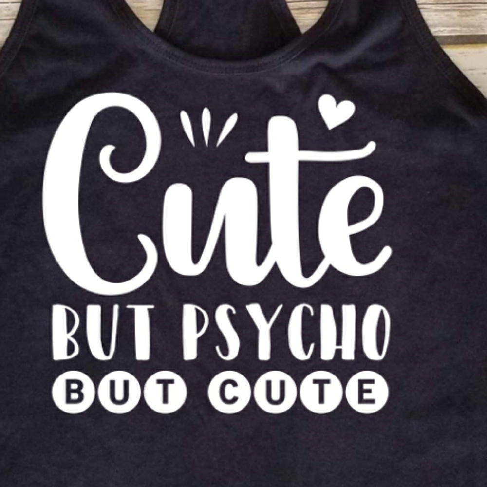 Cute But Paycho Women's Racerback Tank Top Black
